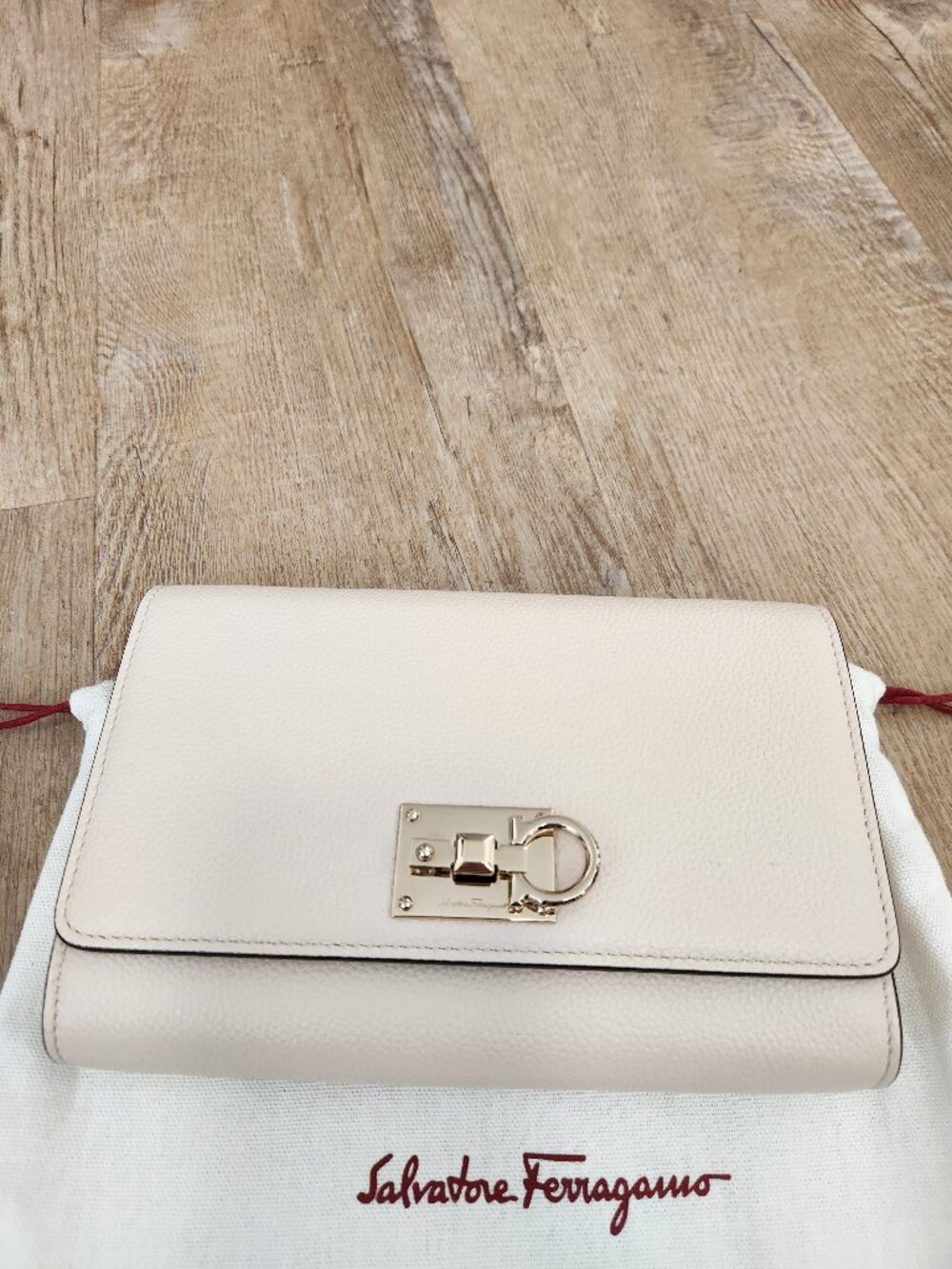 Salvatore Ferragamo ivory leather crossbody/shoulder bag